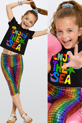Top y leggings - Negro