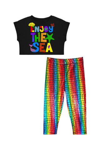 Top y leggings - Negro