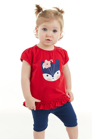Camiseta y leggings - Rojo y azul marino
