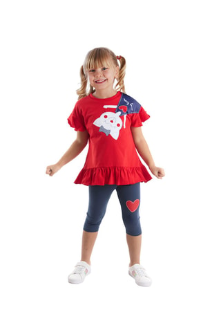 Camiseta y leggings - Rojo y azul marino