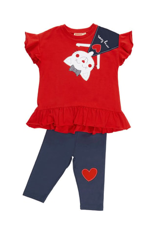 Camiseta y leggings - Rojo y azul marino