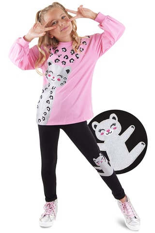 T-shirt en Legging - Zwart en roze