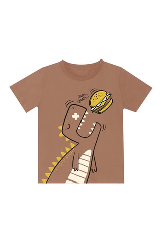 T-shirt en Short -  Denokids - Bruin en mosterdgeel
