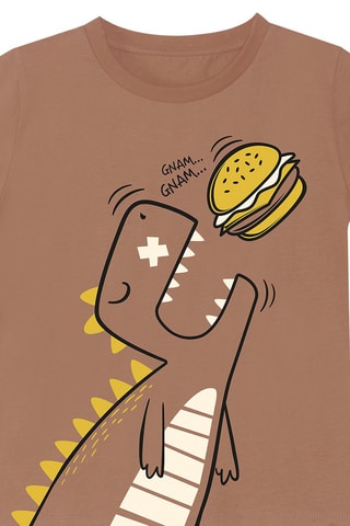 T-shirt en Short -  Denokids - Bruin en mosterdgeel