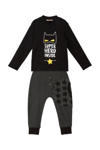 Sudadera y pantalón de chándal Super Hero - Negro