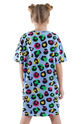 Vestido recto oversize Léopard - Azul
