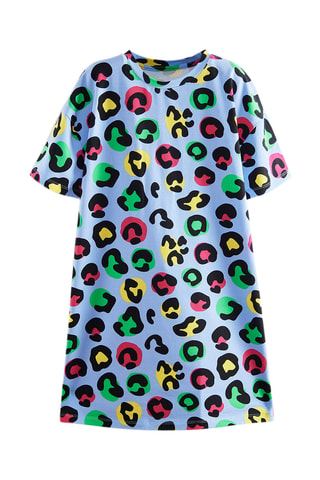 Vestido recto oversize Léopard - Azul