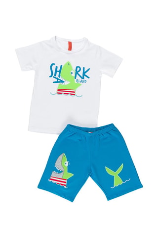 Camiseta y bermudas - Blanco y azul