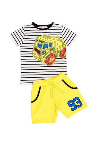 Camiseta y bermudas - Blanco y amarillo