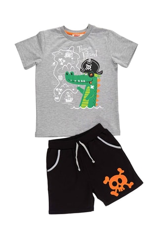 Camiseta y short - Gris y negro
