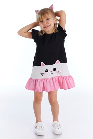 Vestido de gato - Negro y rosa