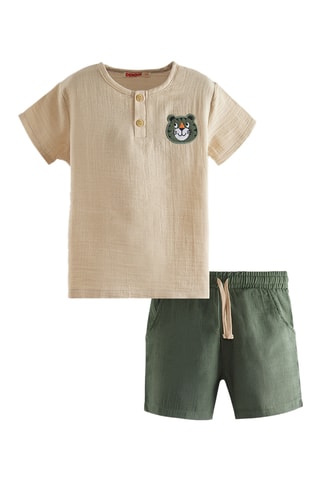 Camisa y short Tiger Muslin - Beige