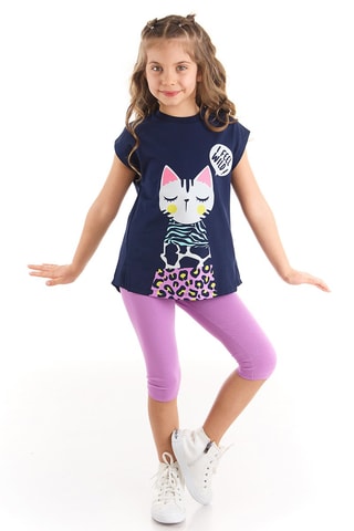 Túnica y leggings Jungle Cats - Violeta y azul marino