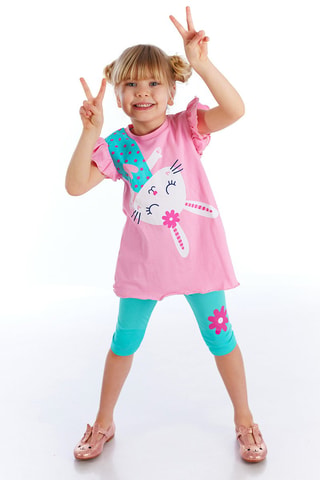 Camiseta y leggings - Azul y rosa