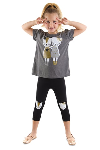 Camiseta y leggings - Negro y antracita