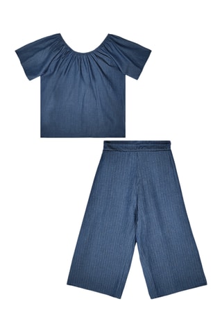 Top y pantalón wide leg Silver Cat - Azul marino