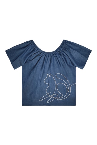 Top y pantalón wide leg Silver Cat - Azul marino
