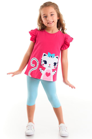 Camiseta y leggings - Rosa oscuro y azul