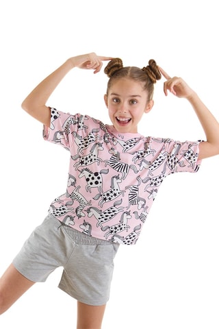 Camiseta y short - Rosa y antracita