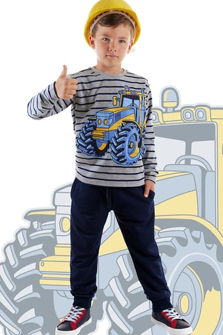 Camiseta y pantalón de chándal - Gris y azul marino
