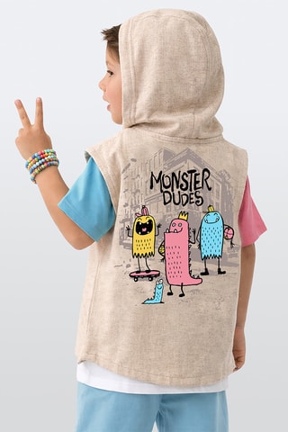Chaleco con capucha Monster - Crudo