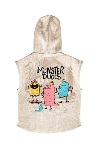 Chaleco con capucha Monster - Crudo