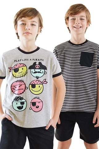 2 camisetas Pirate - Gris y negro