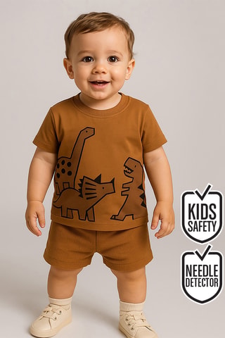 Camiseta y short Dino - Marrón