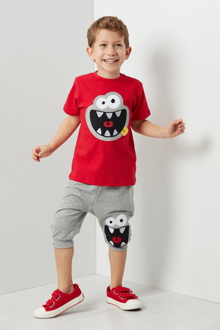 Camiseta y sarouel - Rojo y gris