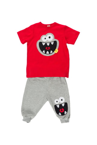 Camiseta y sarouel - Rojo y gris