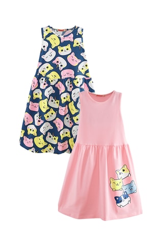 2 vestidos trapecio sin mangas Kitties - Multicolor