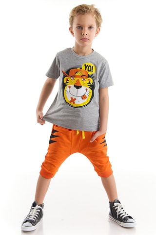 Camiseta y sarouel - Gris y naranja
