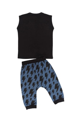 Camiseta y pantalón Thunder Dino - Negro y azul marino