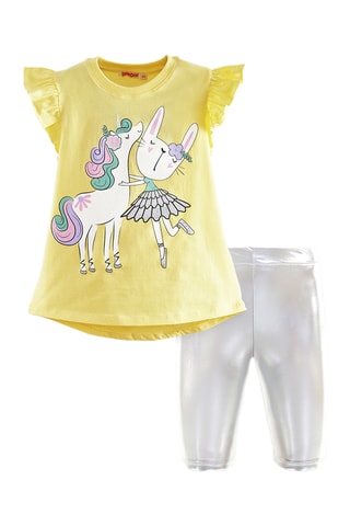 Camiseta y leggings Ballerina Unicorn - Amarillo