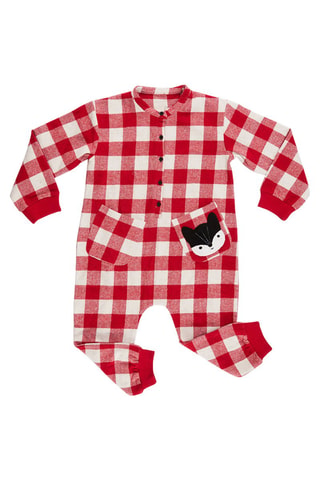 Mono Fox Plaid - Blanco y rojo