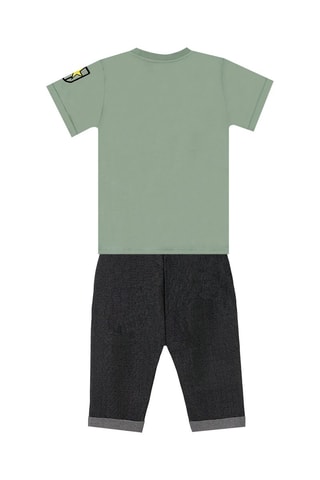 T-shirt en Driekwart Broek - Kaki en donkergrijs