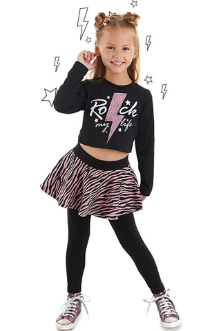 Camiseta y falda pantalón - Negro