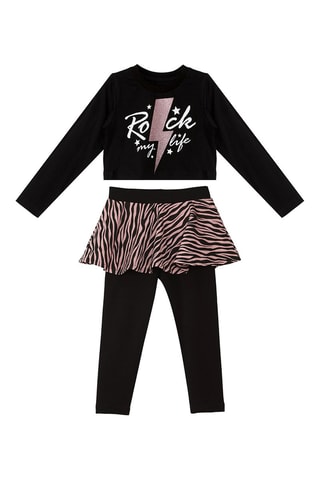 Camiseta y falda pantalón - Negro