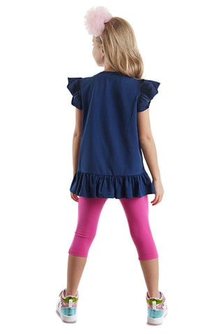 Camiseta y leggings - Azul marino y rosa