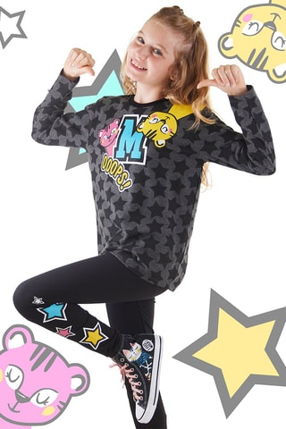 Camiseta y leggings - Negro y gris