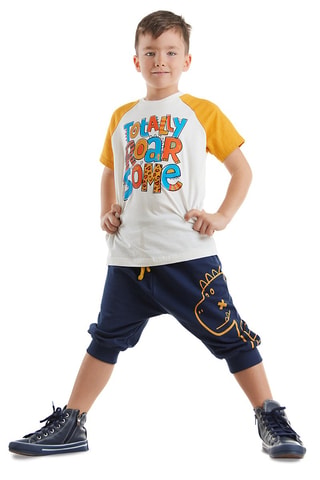 Camiseta y pantalón - Crudo y azul marino