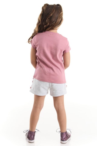 Camiseta y short - Rosa y beige
