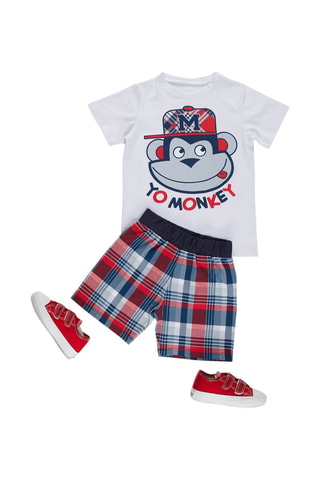 Camiseta y bermudas - Blanco y rojo
