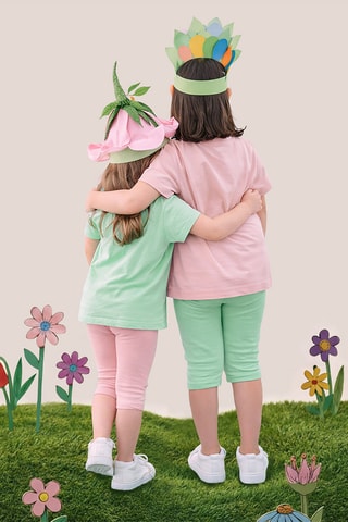 2 leggings - Rosa y verde claro