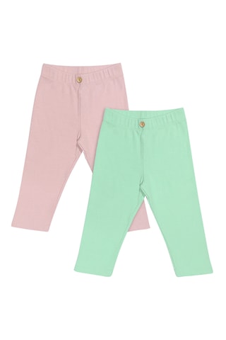 2 leggings - Rosa y verde claro