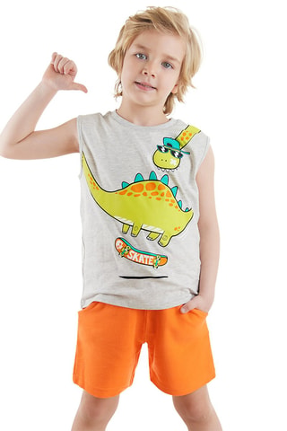 Camiseta de tirantes y short - Gris y naranja