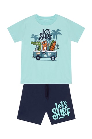 Camiseta y short Let's Surf - Azul y azul marino