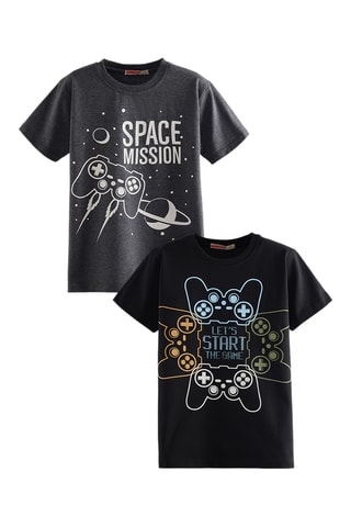 2 camisetas Start Game - Negro