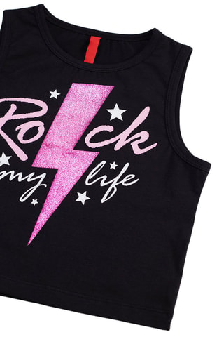 Camiseta de tirantes y short - Negro y rosa