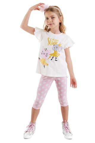 Camiseta y leggings - Blanco y rosa